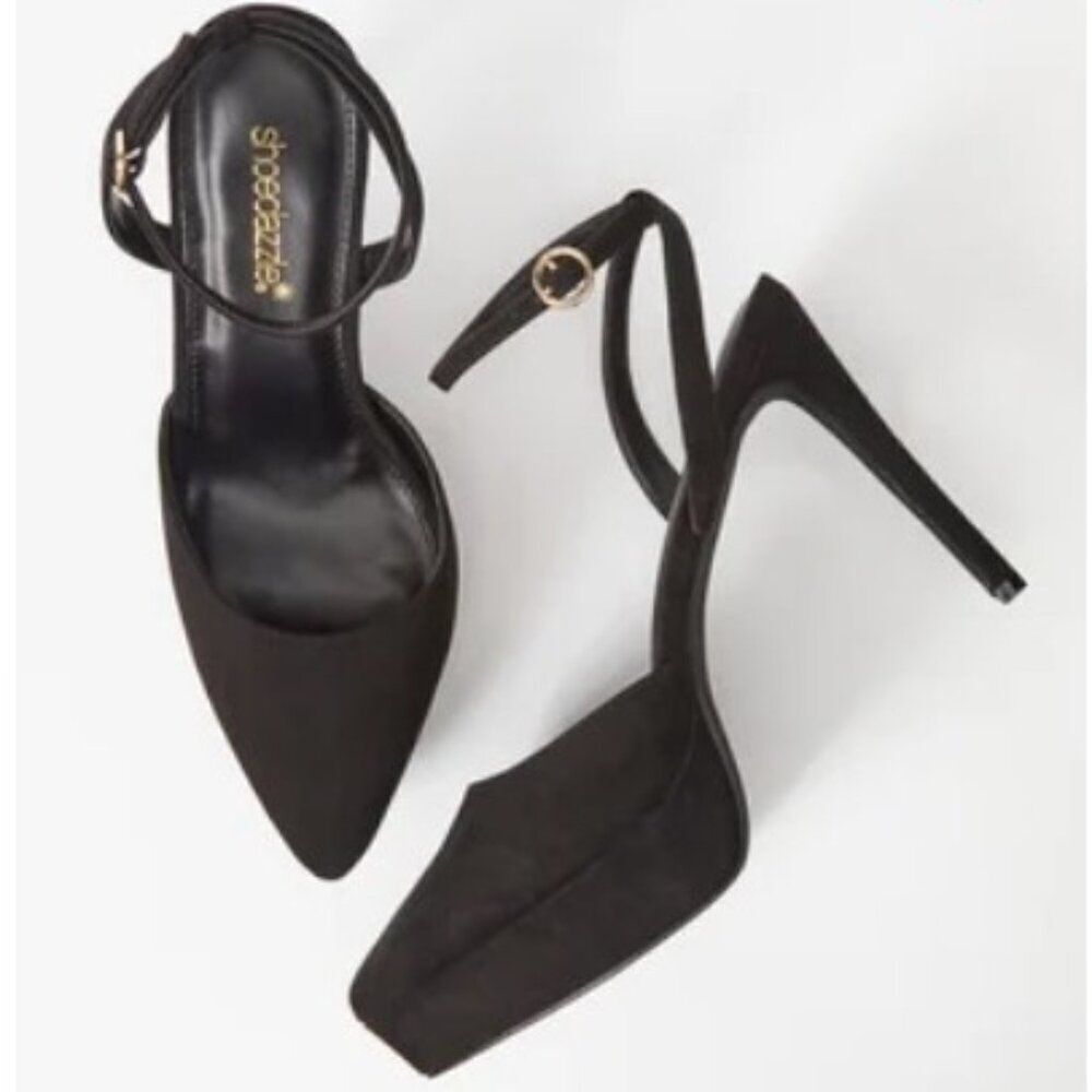 Sexy Size 12 Black Ankle Strap Platform High Heel Pumps By ShoeDazzle. - Picture 4 of 9